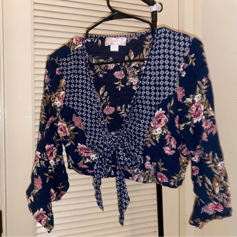 Floral Navy Blue Women's Top